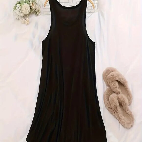 BOGO 3X 4X 5X  Plus Size Basic Sleep Dress 3 colors Solid Round Neck Stretch - Picture 3 of 4